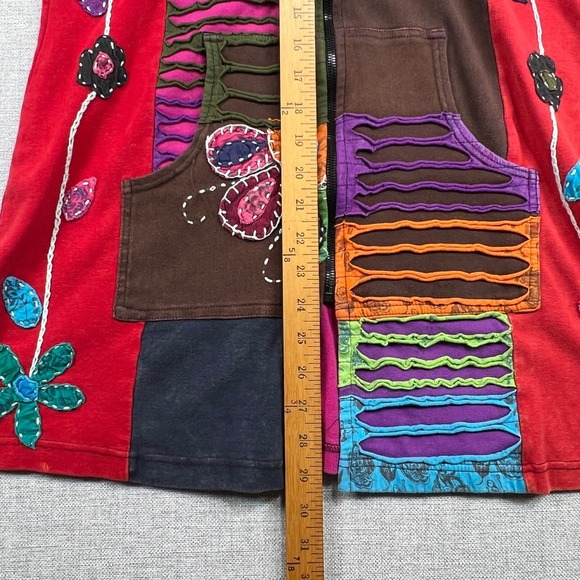 Boho Patchwork Hoodie Jacket‎ Women L Cotton Embroidered Festival Hippie Nepal - Picture 7 of 10